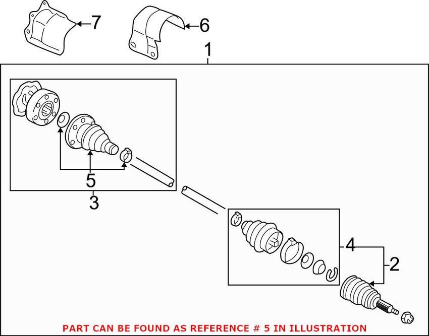 VW CV Joint Boot Kit - Front Passenger Side Inner (Manual Trans) 1J0498201A